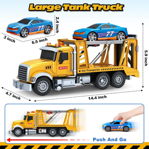 3 4 5 6 7 8 15" Bstoyder Kids Toys for Years Old Boys, Farm Transport Truck Toy with Lights, Sounds, Toddler Friction