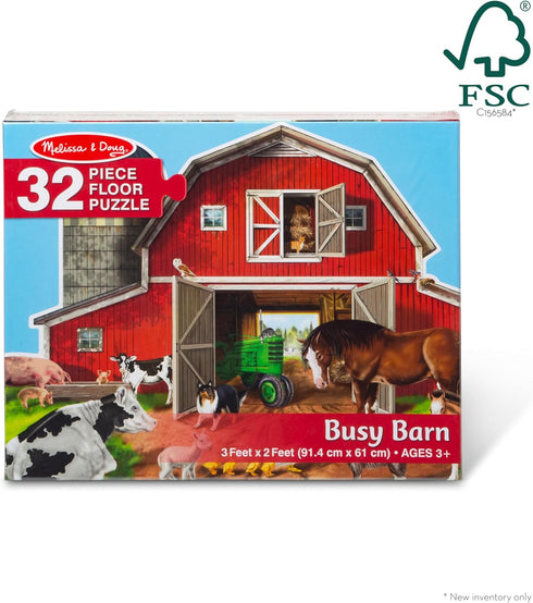 (32 2 3 3+ Melissa & Doug Busy Barn Shaped Jumbo Floor Puzzle Pieces, x Feet), Jigsaw Puzzle for Preschoolers and Kids