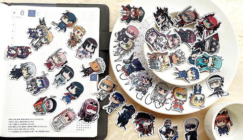 Wildforlife Fate/Grand Order FGO April Fool's Art, Cute Chibi Reusable Vinyl Stickers, 43 PCS