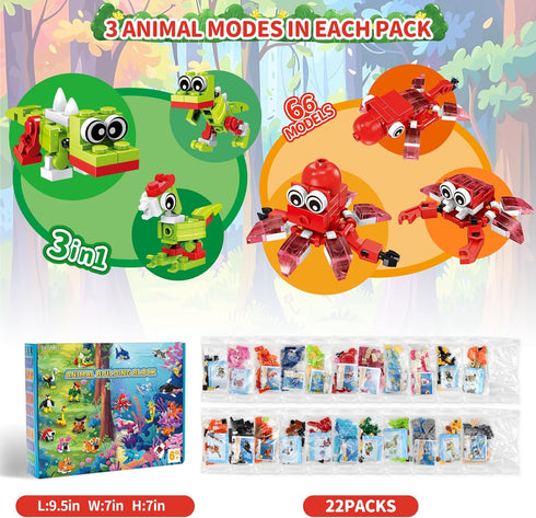 6 8 10 12, 22 Pack Set, Party Favors for Boys Girls Ages Animals Building Block Toy Stocking Stuffers Classroom Prizes