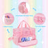 GRAOSO Hair Bow Organizer for Baby Girls, Double Layer Hair Accessories Storage Bag, Rainbow Sequins Design