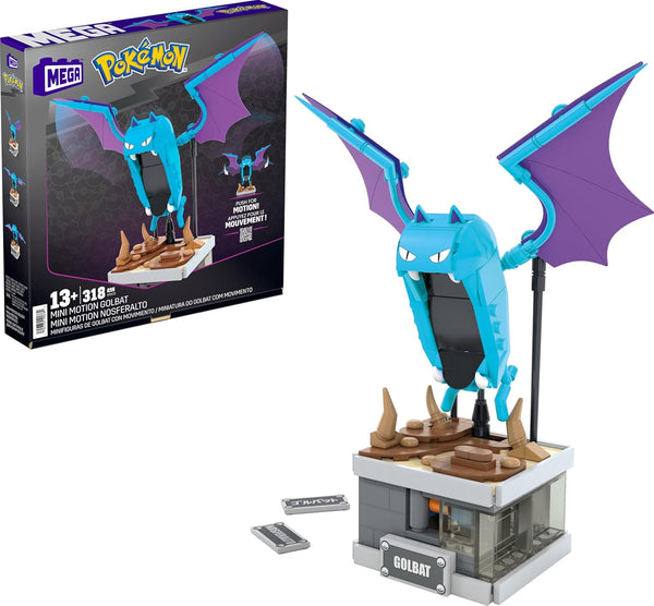 Mega Pokémon Building Toys Set - Mini Motion Golbat with 313 Pieces, Wing Flapping Motion for Adult Collectors