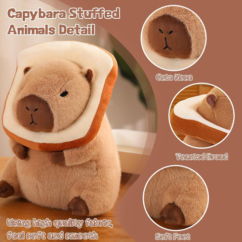 Cute 12 Inch Capybara Plush Doll with Bread Stuffed Animal for Kids Adults