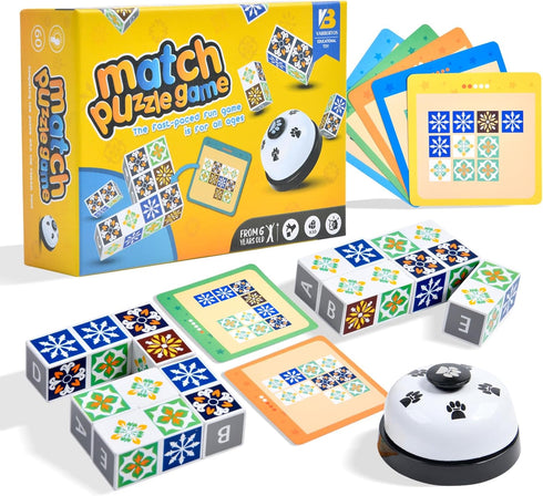 varbertos Wooden Matching Game Puzzle Games, Pattern Block Match Puzzles Building Cubes