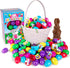 100 Pack Giraffe Prefilled Easter Eggs Bulk - Multi Color Plastic Filled Easter Eggs for Kids with Toy Filled Slap
