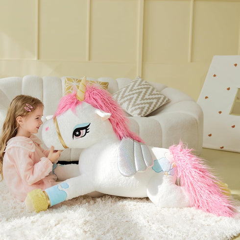 IKASA Giant Unicorn Stuffed Animal Plush Toy, 43" Jumbo Soft Plushy, Gifts for Kids Girls