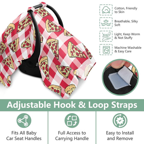 Mazeann Plaid Pizzas Slices Car Seat Cover Baby Breathable Soft Infant Carseat Covers Canopies Babies Carrier Covers