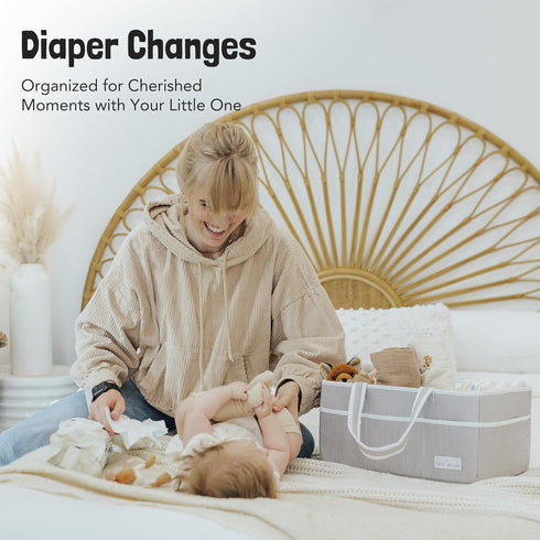 Lily Miles Baby Diaper Caddy - Large Organizer Tote Bag for Baby Essentials, Nursery Must Haves