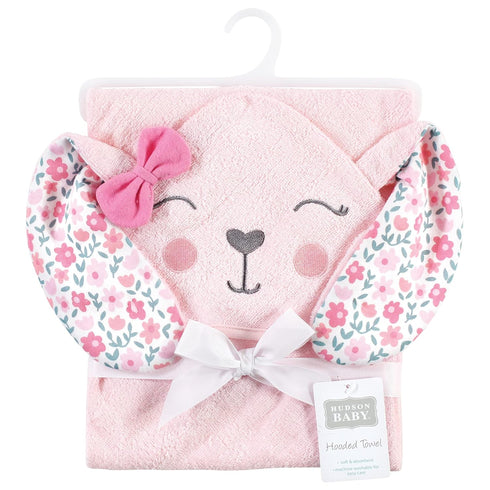 Hudson Baby Floral Bunny Hooded Towel - Unisex Cotton Animal Face Design