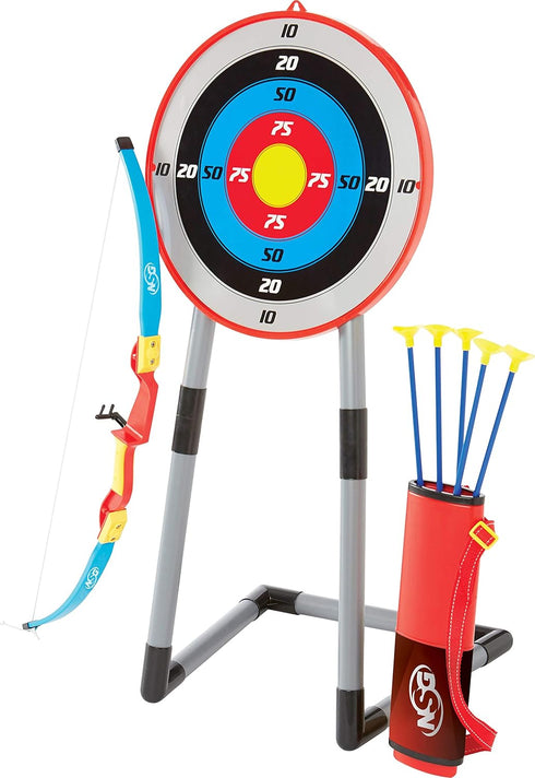NSG Deluxe Bow and Arrow Set for Kids, Toy Archery Bow with Target, Suction Cup Arrows, Quiver