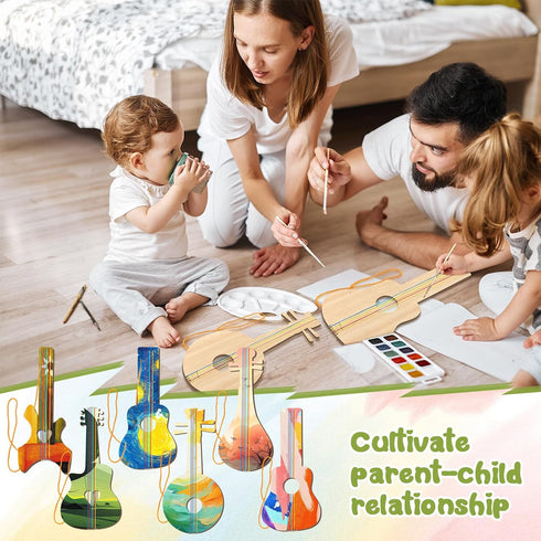 36 18 Sets (6 (6 Syhood Pcs DIY Wood Guitar Difference Designs) with Pigments Colors), DIY Wood Instruments Gift