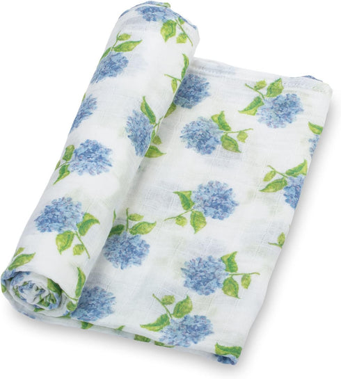Swaddle Blanket | 100% Muslin Cotton | Newborn and Baby Nursery Essentials, Registry | Hydrangea Print