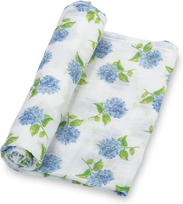 Swaddle Blanket | 100% Muslin Cotton | Newborn and Baby Nursery Essentials, Registry | Hydrangea Print
