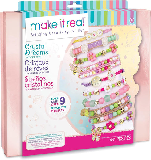 Make It Real: Crystal Dreams Nature Song - Create 9 Unique Charm Bracelets, 461 Pieces, All-in-One DIY Kit for Kids