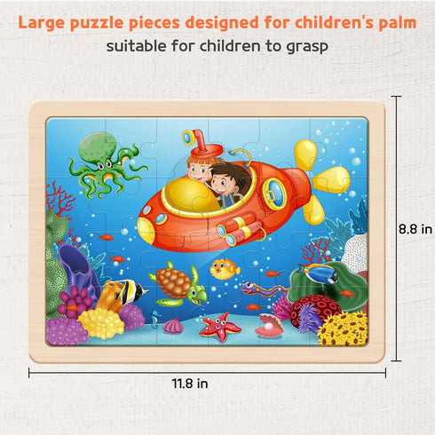 SYNARRY Large Animals Wooden Puzzles for Kids - 4 in 1 Gift Box, Jigsaw Puzzles for Toddlers