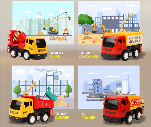TOYZONE Friction Powered Mini Truck Series - BPA Free Friction Powered Toy, Unbreakable City Service Truck