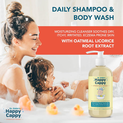2 Happy Cappy Daily Medicated Shampoo and Body Wash Bundle - Baby Dandruff Shampoo for Cradle Cap and Seborrheic
