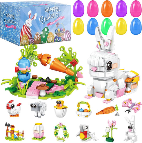 Prefilled Easter Eggs with Bunny Building Toys | Easter Basket Stuffers Fillers