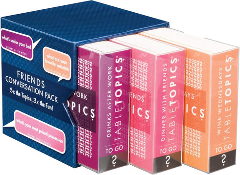 TableTopics Friends Conversation Pack - 120 Fun Question Cards for Game Night, Conversation Starters, Get to Know your Friends Better, Start Fun New Conversations & Explore New Topics