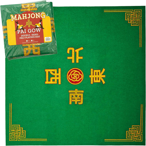 30" 30" 2-n-1 2-4 Mahjong and Pai Gow Poker Play Mat - x Green Felt Double Sided Mat - Table Cover for Classic Chinese