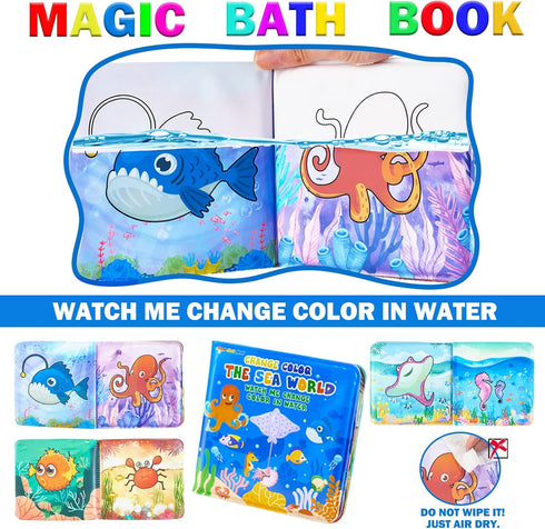 Staroud 2 Color Changing No Hole Bath Toys for Kids Toddlers, Color Change Water Table Bathtub Toys Sea Creatures