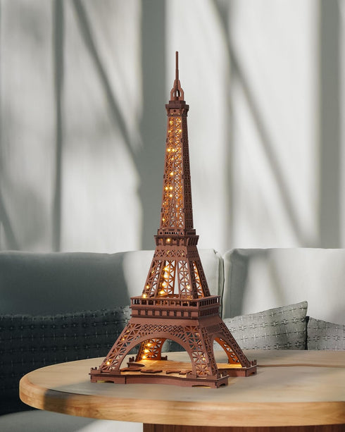 Tower,3D 3D Set Rowood Eiffel Puzzle Model Kits for Adults,DIY Wooden Puzzles for Adults,Builing with LED,Home