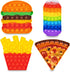Pop Its Fidget Toys Pack 4 - Stress Relief Poppet Toy for Kids, Autism Learning, French Fry Pizza Hamburger