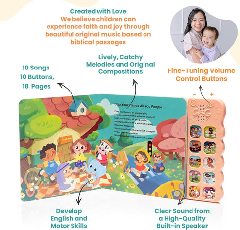 10 1-5, 1-3 GO GO Songs of Creation and Praise: Christian Baby Books with Songs, Singing Toy, Sound Play for Ages