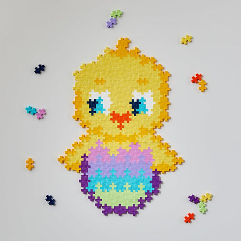 PLUS PLUS Puzzle by Number - 250 Piece Chick Construction Building STEM Toy, Interlocking Mini Puzzle Blocks for Kids