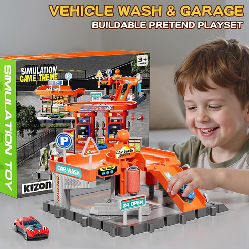 Playsets, Playset, 1:64 Toy Cars Toy Car Wash for Kids, Activity Drivers Scale Car, Parking lot with Track, Foam