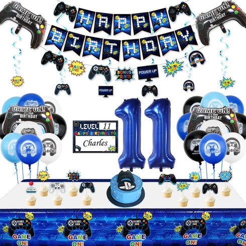 Video Game Party Decorations - 11th Birthday Decorations for Boys, HAPPY BIRTHDAY Banner, Video Game Balloons, Gaming