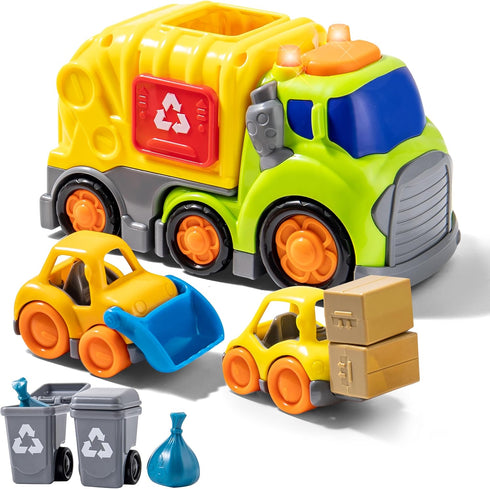 P&C 7.5" Toddlers Garbage Truck Toys for Ages 2-4, City Vehicle Trash