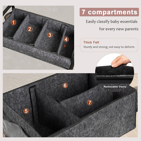 3-Tier 3+2 31" Rolling Baby Diaper Caddy Cart with Dividers & Locking Wheels, H Large Capacity Metal Frame Baby Storage