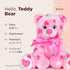 Bearington Collection Heart Teddy Bear Plush, 8.5" Pink Heart-Printed with Satin Bow & Pocket