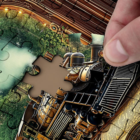 BBOLDIN 1000 Train Forest Book Puzzle Pieces for Adults, Magic Vintage Plant Jigsaw Puzzles Castle, Fantasy Bookshelf