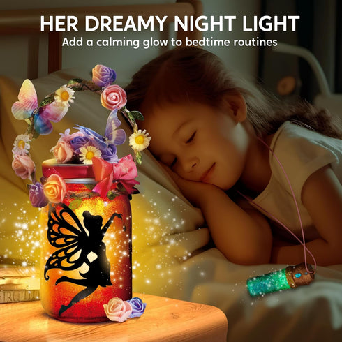 7 8+ JOVA Klever Kits DIY Fairy Lantern Craft Kit with Rose Lights and String Lights, Birthday Gifts with Color Fairy