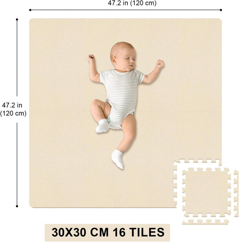 16 32 11.8 11.8 Inch Puzzle Play Mat Tiles with Border Pieces, Interlocking Stitching Mat with Border for Living Room