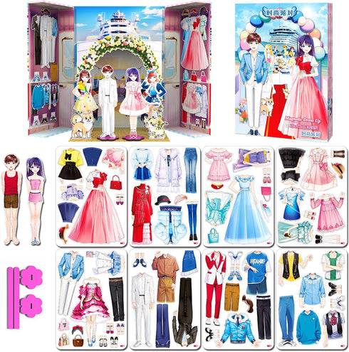 Magnetic Dress Up Paper Doll Game Toys, Dollhouse Magnet Clothes Puzzles for 3+ Year Old Girls