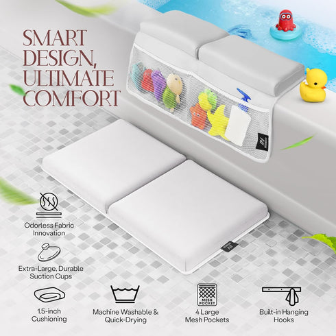 Mohmoud Elbow Set, Elbow Baby Bath Kneeler and Rest Pad Odor-Free Hybrid Comfort Foam, Extra-Strong Suction, Non-Slip