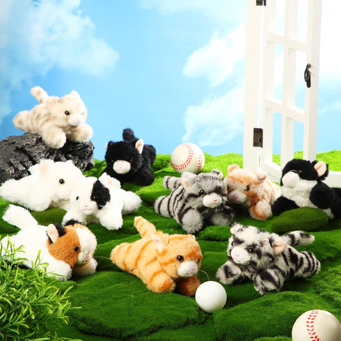Lenwen 10 Pcs Cat Stuffed Animals Bulk Soft Cuddly Kitten Plush Sets Smitten Kittens Assorted Fluffy Stuffed Cats for