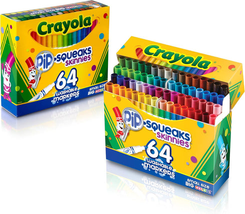 Crayola Pip-Squeaks Skinnies Washable Markers (64ct) - Mini Coloring Markers for Kids Craft Supplies