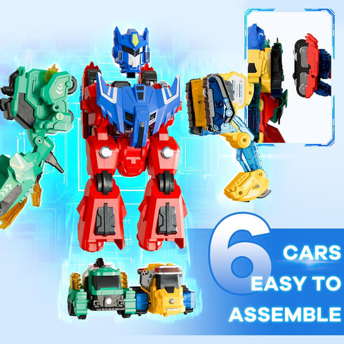 3 4 5 6 7 8 iPlay, iLearn Kids Dinosaur Transforme Robot Toy, Magnetic Construction Trucks Transform into Dinosaurs