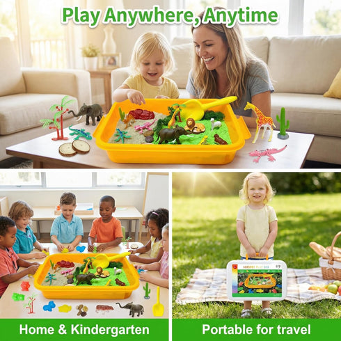 Playset Set 3 4 5 6 7 Carolart Jungle Sensory bin,Safari Animal Figures Toys,Wild Forest Sandbox,Desert Animals Play