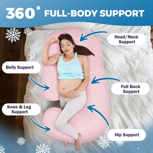 57inch PILLANI Pregnancy Pillows for Sleeping - V C U Shaped Full Body Pillow with Removable Cover, Cooling Maternity