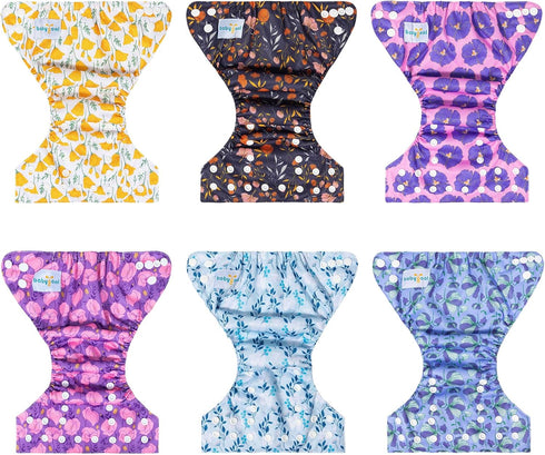 Pack 13 5-12lbs 6 Pack 6pcs babygoal Newborn Cloth Diapers of for Preemie Girl, Cloth Diaper Covers with Inserts