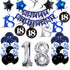 18th Birthday Decorations for Boys and Girls, Dark Blue HAPPY BIRTHDAY Banner, Silver Number 18 Balloons Party Supplies