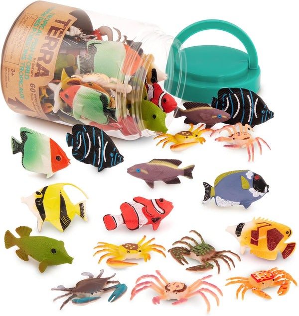 Terra by Battat 60pcs Tropical Fish & Crab Toys Mini Plastic Ocean
