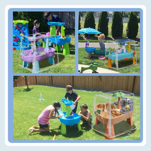 Kids Water Table Cover for Step2 Rain Showers Splash Pond - Transparent PVC Outdoor Toys Cover (Cover Only)