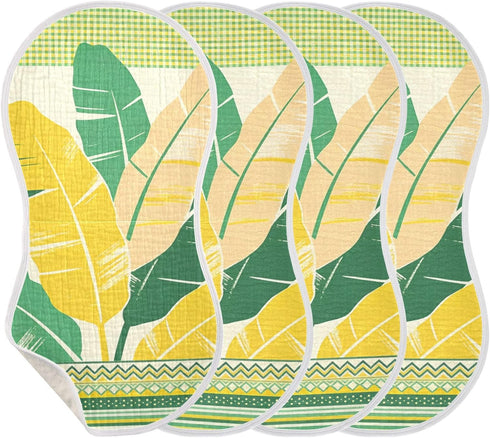 decor gift Summer 4 Pack 22x11in Cotton Burp Cloths Baby Soft and Absorbent? Lemon Yellow Green Leaves Baby Rags