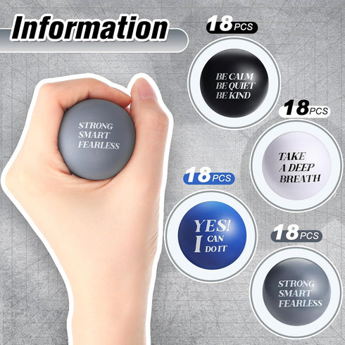 72 Jerify Pcs Bulk Stress Balls for Adults Motivational Quotes Stress Balls Colorful Foam Ball Hand Exercise Small